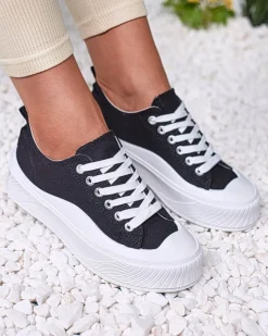 Sale Czarne sportowe trampki na platformie Luceri Trampki