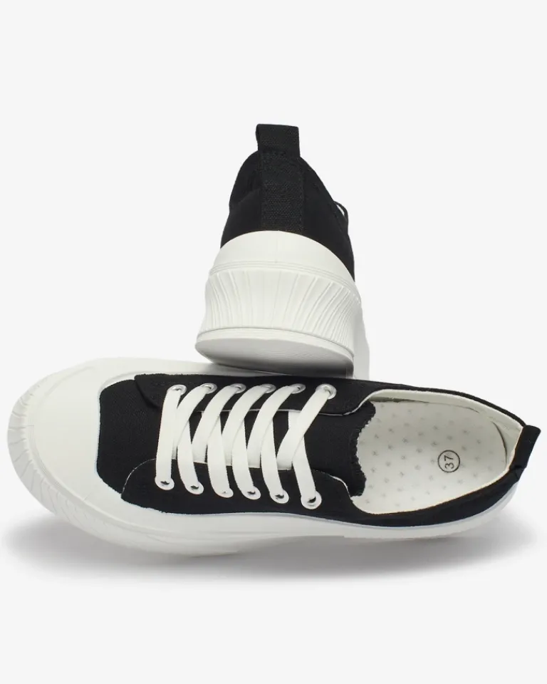 Sale Czarne sportowe trampki na platformie Luceri Trampki