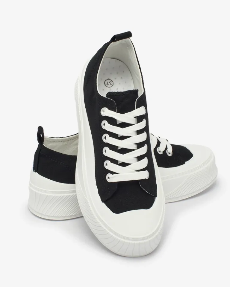 Sale Czarne sportowe trampki na platformie Luceri Trampki