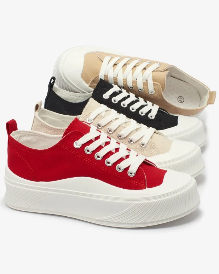 Sale Czarne sportowe trampki na platformie Luceri Trampki