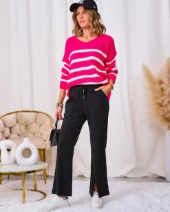 Best Czarne sztruksowe damskie spodnie materiałowe Spodnie Materiałowe