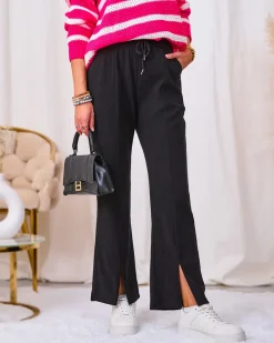 Best Czarne sztruksowe damskie spodnie materiałowe Spodnie Materiałowe