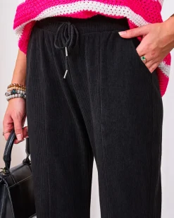 Best Czarne sztruksowe damskie spodnie materiałowe Spodnie Materiałowe