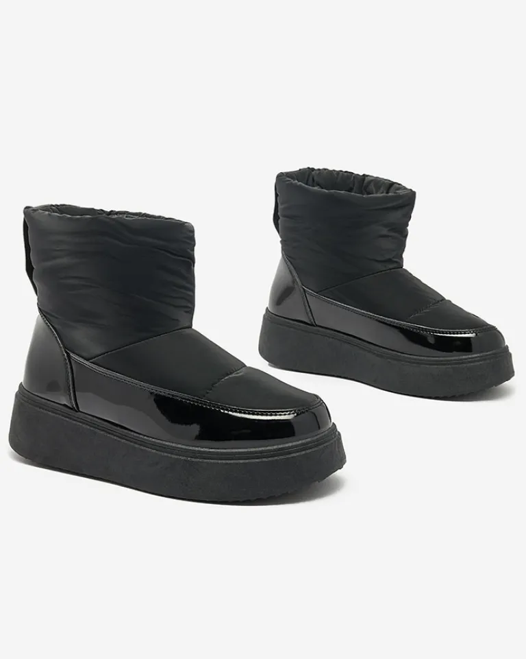 Outlet Czarne wsuwane śniegowce damskie Maderta Śniegowce|Botki Z Grubym Ociepleniem