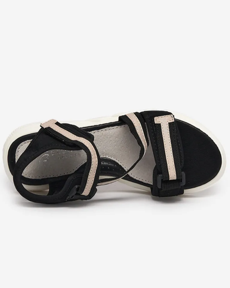 Best Czarno-beżowe dziecięce sandałki zapinane na rzepy Modis Dziewczęce