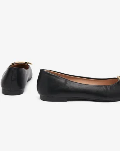 New Czarno-złote baleriny damskie w szpic z ozdobą na nosku Manico Buty Na Wielkie Wyjście|Baleriny Klasyczne