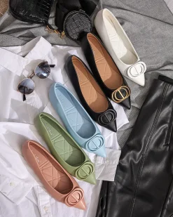 New Czarno-złote baleriny damskie w szpic z ozdobą na nosku Manico Buty Na Wielkie Wyjście|Baleriny Klasyczne