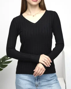 New damski prążkowany sweter Swetry