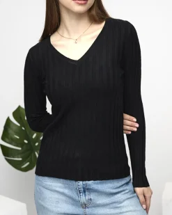 New damski prążkowany sweter Swetry