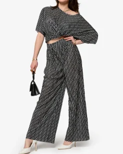 New damski wzorzysty plisowany komplet Damskie Komplety Damskie