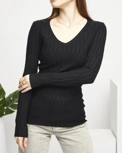 New damski sweter z dekoltem w serek Swetry