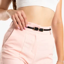 New Czarny damski elastyczny pasek z kokardką Damskie Paski