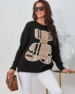 Sale damski sweter z misiem Swetry