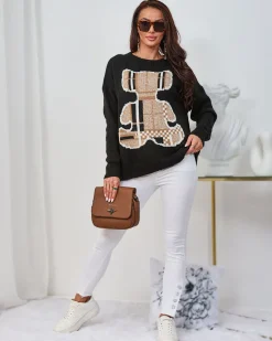 Sale damski sweter z misiem Swetry