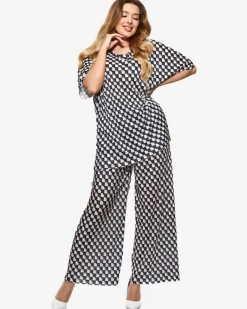 Clearance damski plisowany wzorzysty komplet Damskie Komplety Damskie