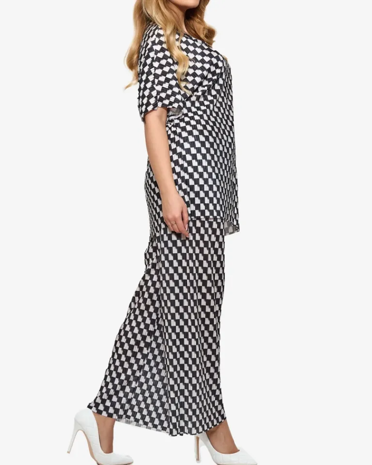 Clearance damski plisowany wzorzysty komplet Damskie Komplety Damskie