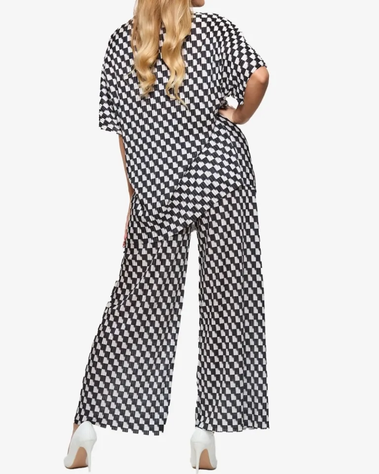 Clearance damski plisowany wzorzysty komplet Damskie Komplety Damskie