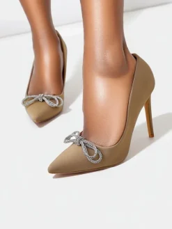 Best Czółenka damskie a'la satynowe z kokardką Hefion Buty Na Wielkie Wyjście|Klasyczne