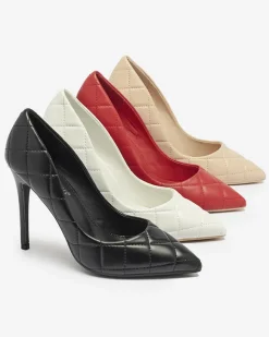 Hot Czółenka damskie pikowane w m kolorze Duclisa Szpilki|Klasyczne