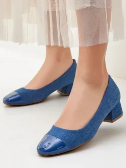 New Czółenka damskie na niskim słupku Penolle Klasyczne