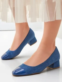 New Czółenka damskie na niskim słupku Penolle Klasyczne