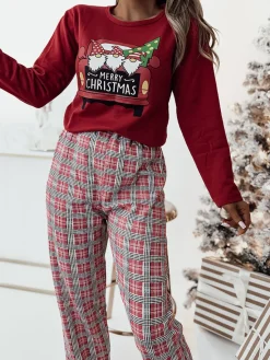 Best Czerwona świąteczna damska 2-częściowa piżama Piżamy