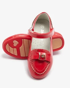 Clearance Czerwone czółenka dziewczęce z kokardką Proya Dziewczęce