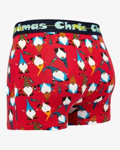 Outlet Czerwone męskie bokserki świąteczne Majtki