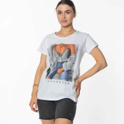 Damska biała koszulka z nadrukiem Bluzki / Koszule / Koszulki