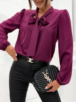 Online Damska bluzka z kokardą Bluzki / Koszule / Koszulki
