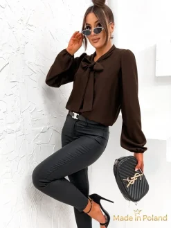 Hot Damska bluzka z kokardą Bluzki / Koszule / Koszulki