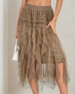 Outlet Damska dwuwarstwowa spódnica midi Spódnice