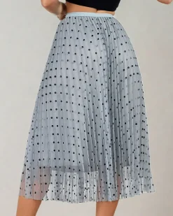 Damska dwuwarstwowa spódnica midi w kropki Spódnice