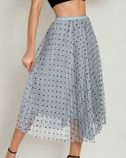 Damska dwuwarstwowa spódnica midi w kropki Spódnice