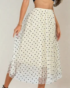 Discount Damska dwuwarstwowa spódnica midi w kropki Spódnice