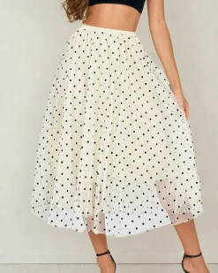 Discount Damska dwuwarstwowa spódnica midi w kropki Spódnice