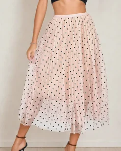 Damska dwuwarstwowa spódnica midi w kropki Spódnice