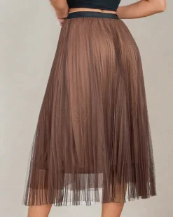 Discount Damska dwuwarstwowa spódnica midi Spódnice