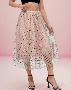 Best Damska dwuwarstwowa spódnica midi w kropki Spódnice