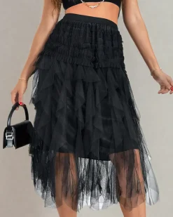 Sale Damska dwuwarstwowa spódnica midi Spódnice