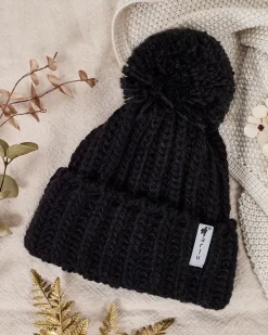 Outlet Damska dzianinowa czapka z pomponem Damskie Czapki I Kapelusze