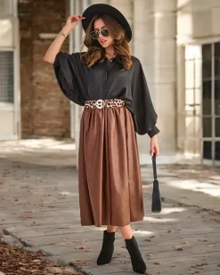 New Damska eko skórzana spódnica midi Spódnice