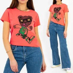 Outlet Damska owa koszulka z nadrukiem Bluzki / Koszule / Koszulki