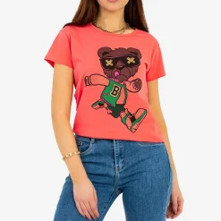 Outlet Damska owa koszulka z nadrukiem Bluzki / Koszule / Koszulki