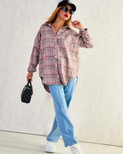 Best Damska koszula w kratę Bluzki / Koszule / Koszulki