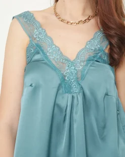 Best Damska koszulka na koronkowych ramiączkach w kolorze ciemnom Bluzki / Koszule / Koszulki