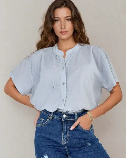 Damska koszula z haftem oversize Bluzki / Koszule / Koszulki