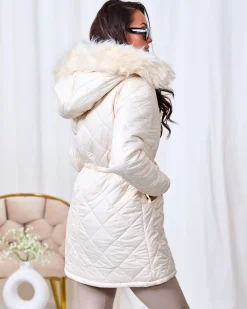 Best Damska kurtka zimowa dwustronna w kolorze ecru Kurtki / Marynarki / Płaszcze