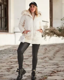 Best Damska kurtka zimowa dwustronna w kolorze ecru Kurtki / Marynarki / Płaszcze