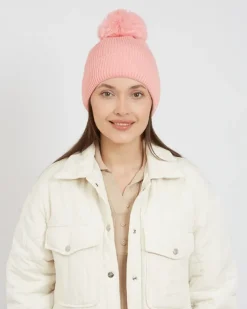 Sale Damska ocieplana czapka z pomponem Damskie Czapki I Kapelusze